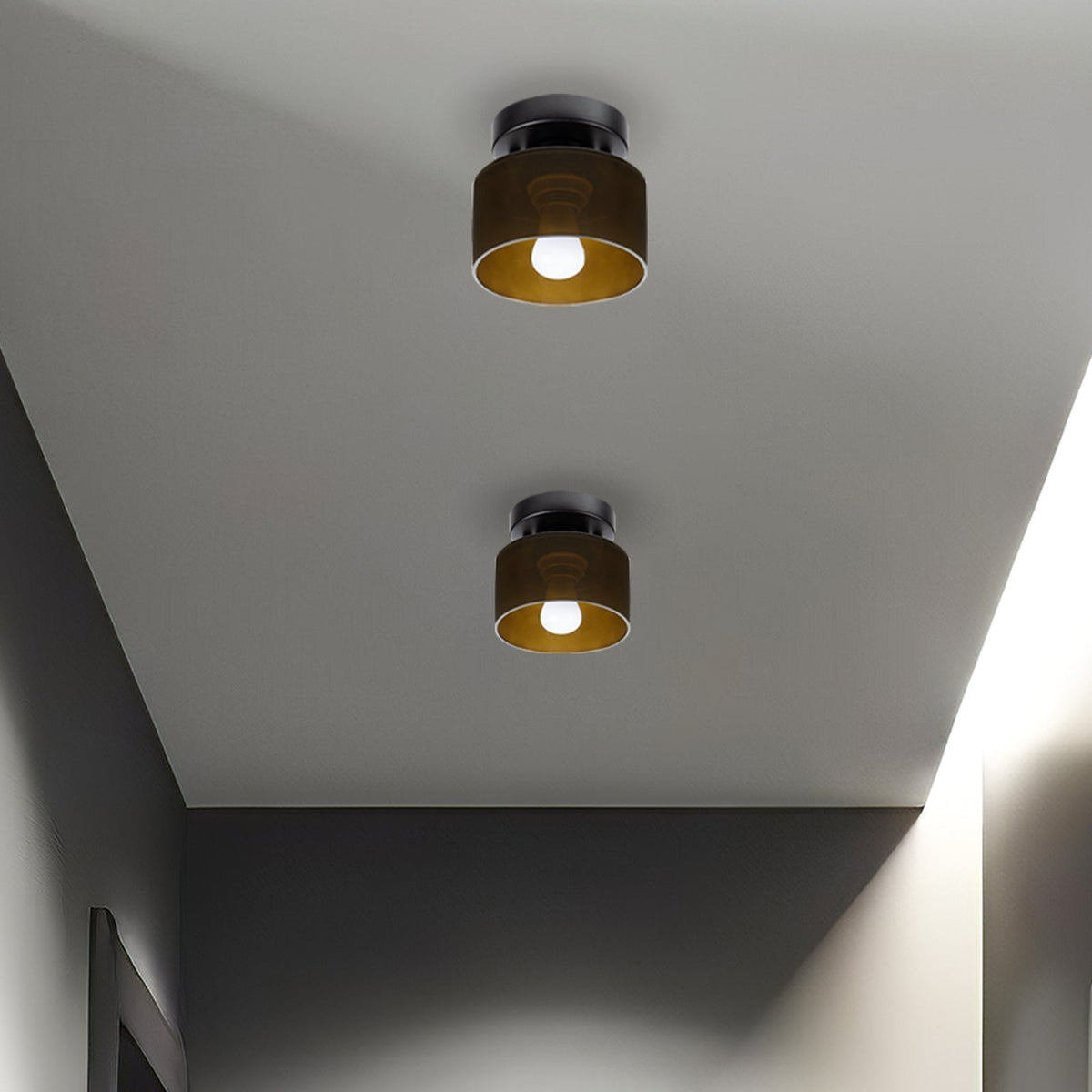 Plafondlamp Glas Retro E27/E26 Amber Keuken Hal Woonkamer Rond Design Sfeerverlichting Vintage Stijl
