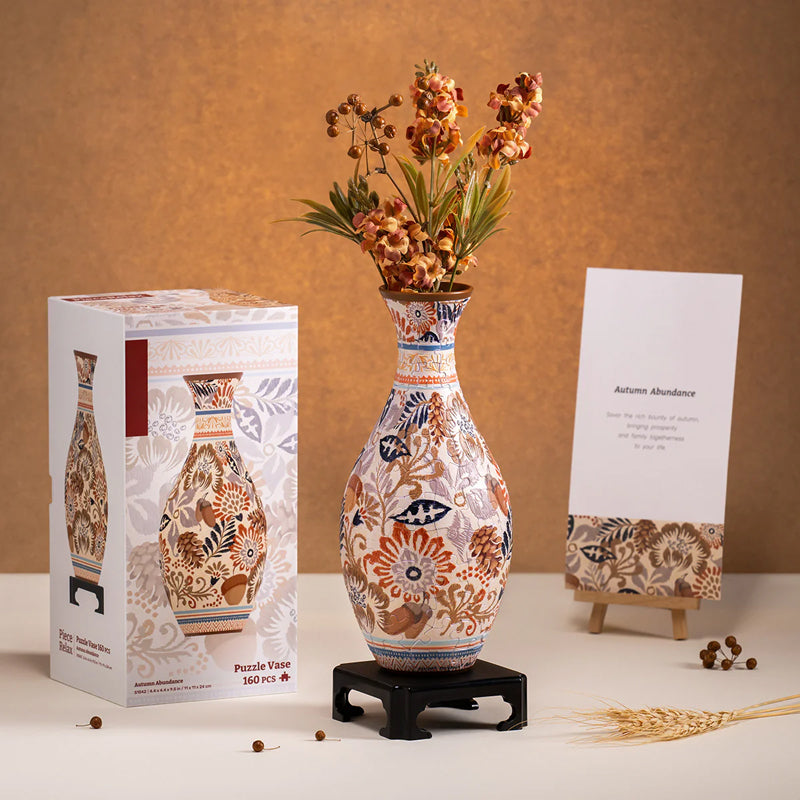 3D Puzzelvaas Zelfbouw - Creatief Decoratiestuk met 160 Puzzelstukjes - Unieke Vaas voor Bloemen - Doe-het-zelf Interieurobject - Inclusief Waterbeker en Standaard