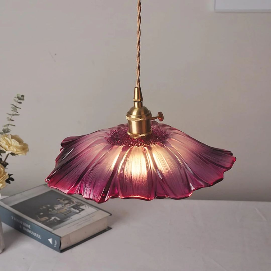 Cullivan Bloemvormige Hanglamp - Glazen Hanglamp met Gouden Fitting voor Woonkamer & Eetkamer