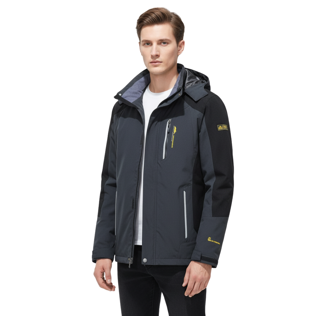 Waterdichte Heren Outdoorjas Polyester Afneembare Capuchon Meerdere Zakken Wandelen Trekking Outdoor Actief