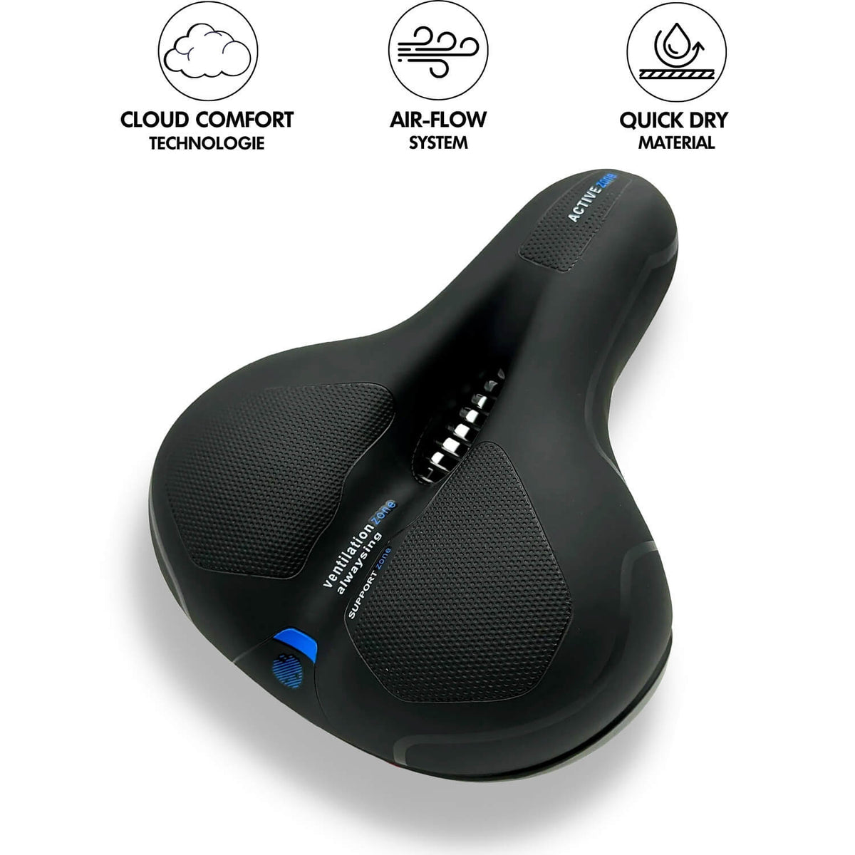 Ergonomisch Fietszadel met Gel-Demping - Comfortzadel voor Langere Fietstochten - Ademend en Drukverlagend - Universele Pasvorm