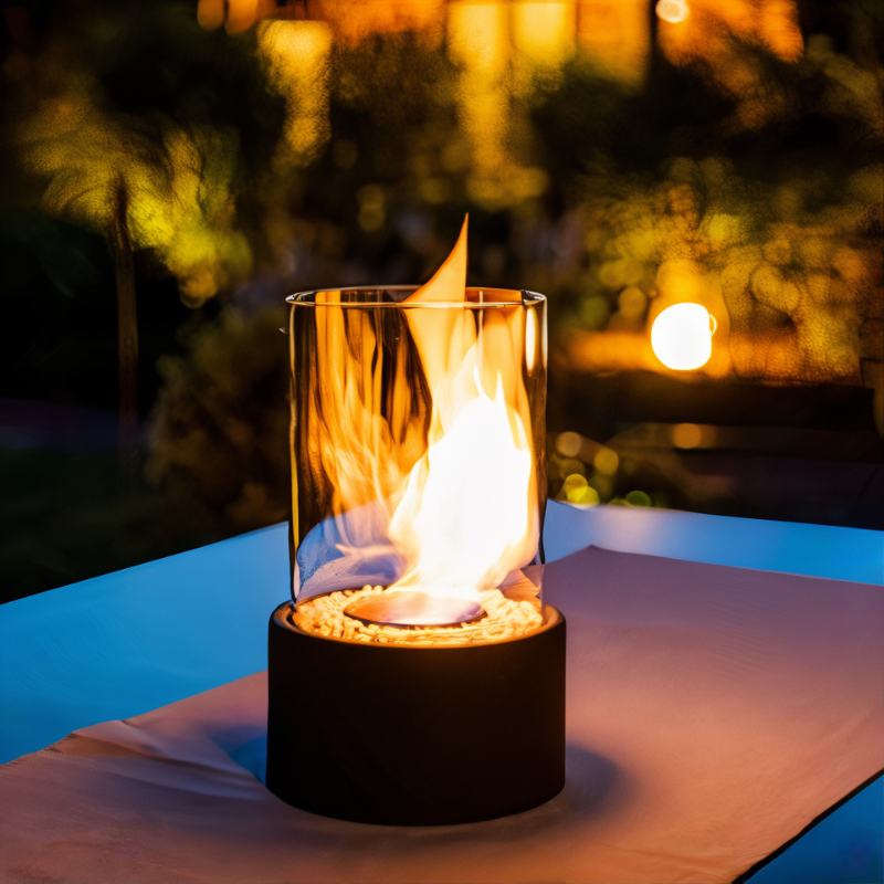 Tafellamp met Echte Vlam - Sfeervolle Olielamp met Glaszylinder en Veiligheidsvoorziening