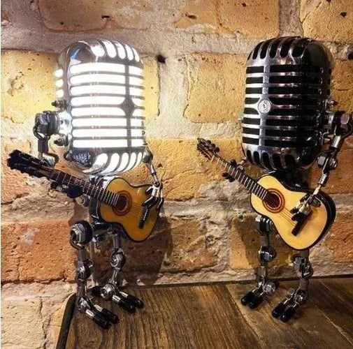 Robotlamp met Microfoon en Gitaar Metaal Vintage Tafellamp Zwart Wit Rood Geel Verstelbaar Muzikant Design