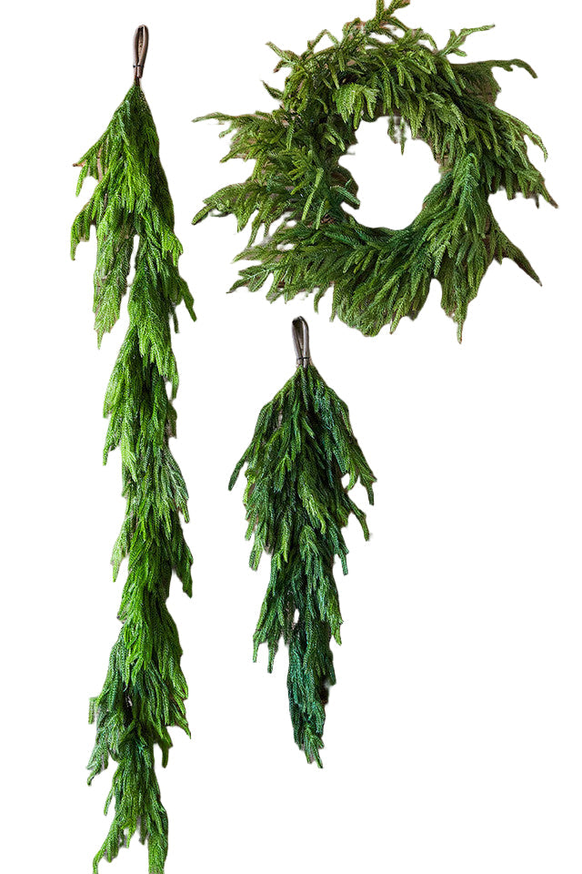 Kunstkerstslinger Dennentakken 120-270cm Dicht Groen Buigbaar Decoratief Binnen Buiten Deur Trap Haard Decoratie