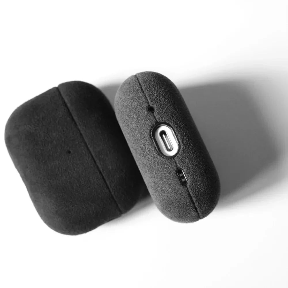 Premium Alcantara AirPods Hoesje met Draadloos Opladen Krasbestendig Stofdicht Beschermhoes voor Apple