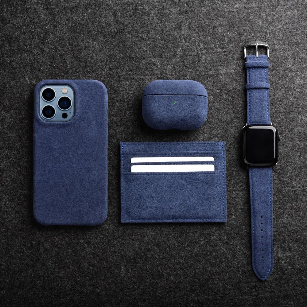 Premium Alcantara AirPods Hoesje met Draadloos Opladen Krasbestendig Stofdicht Beschermhoes voor Apple