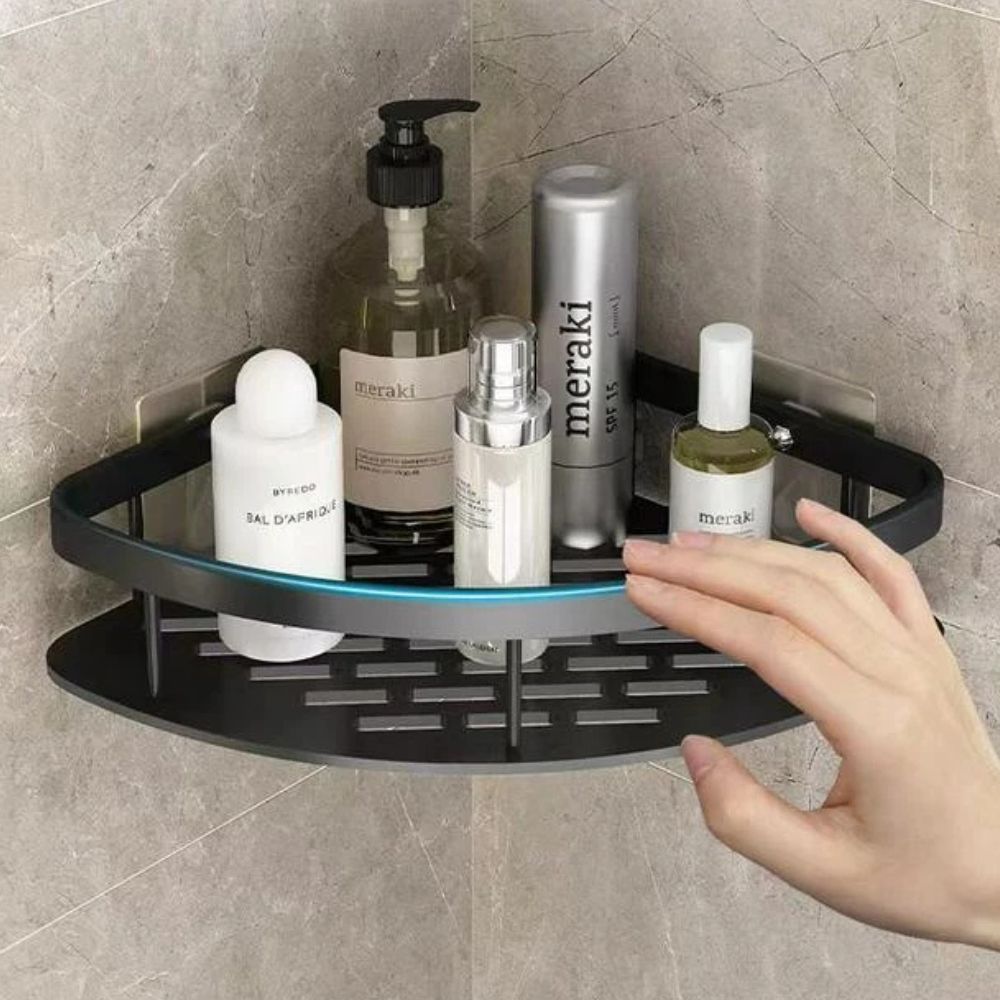 Aluminium Doucheplank met Gebogen Ontwerp - Zelfklevende Wandmontage voor Shampoo en Douchegels