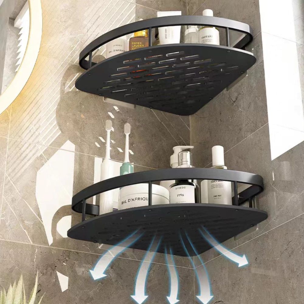 Aluminium Doucheplank met Gebogen Ontwerp - Zelfklevende Wandmontage voor Shampoo en Douchegels