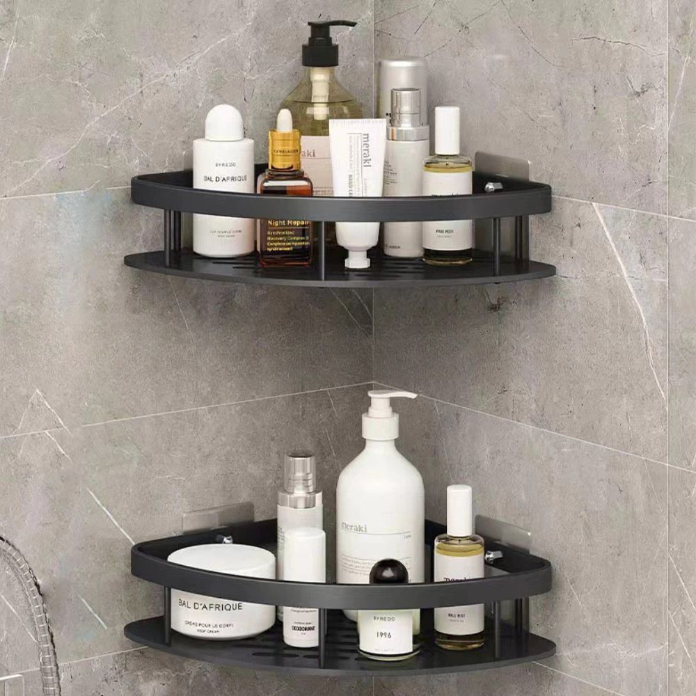 Aluminium Doucheplank met Gebogen Ontwerp - Zelfklevende Wandmontage voor Shampoo en Douchegels