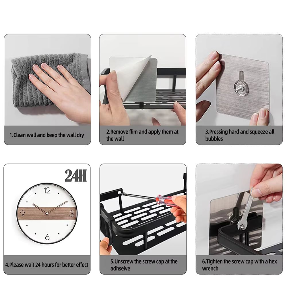 Aluminium Doucheplank met Gebogen Ontwerp - Zelfklevende Wandmontage voor Shampoo en Douchegels