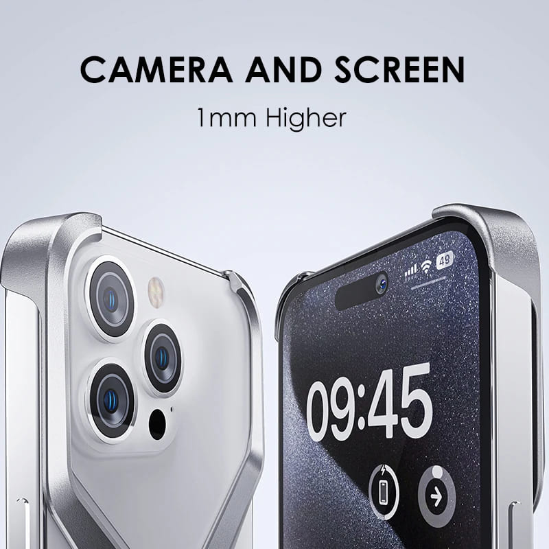Aluminium X-Frame Telefoonhoesje iPhone 14 15 16 17 Pro Max Randloos Schokbestendig Titanium Design Luxe