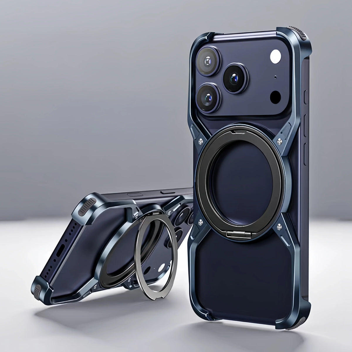 Aluminium X-Frame Telefoonhoesje iPhone 14 15 16 17 Pro Max Randloos Schokbestendig Titanium Design Luxe