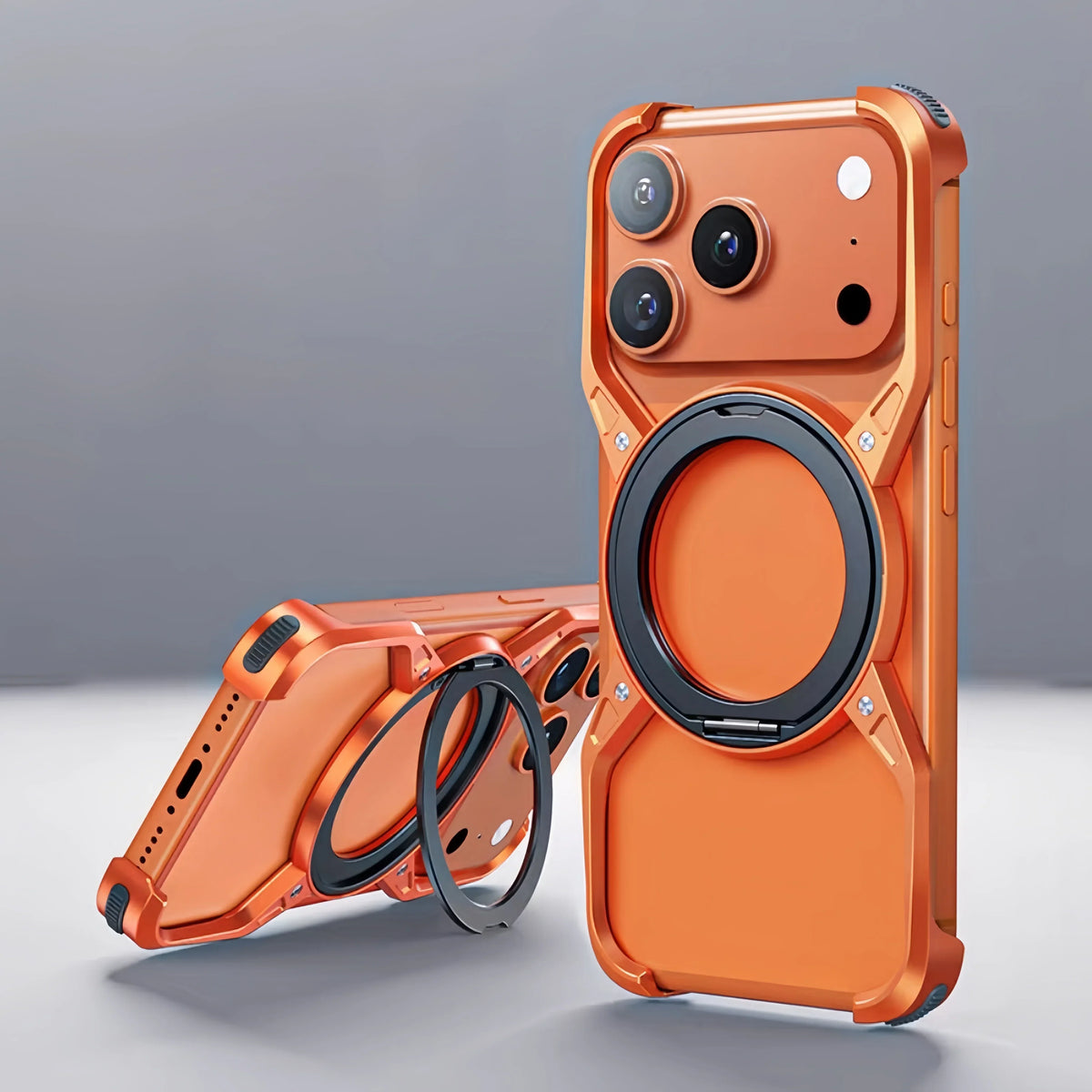 Aluminium X-Frame Telefoonhoesje iPhone 14 15 16 17 Pro Max Randloos Schokbestendig Titanium Design Luxe