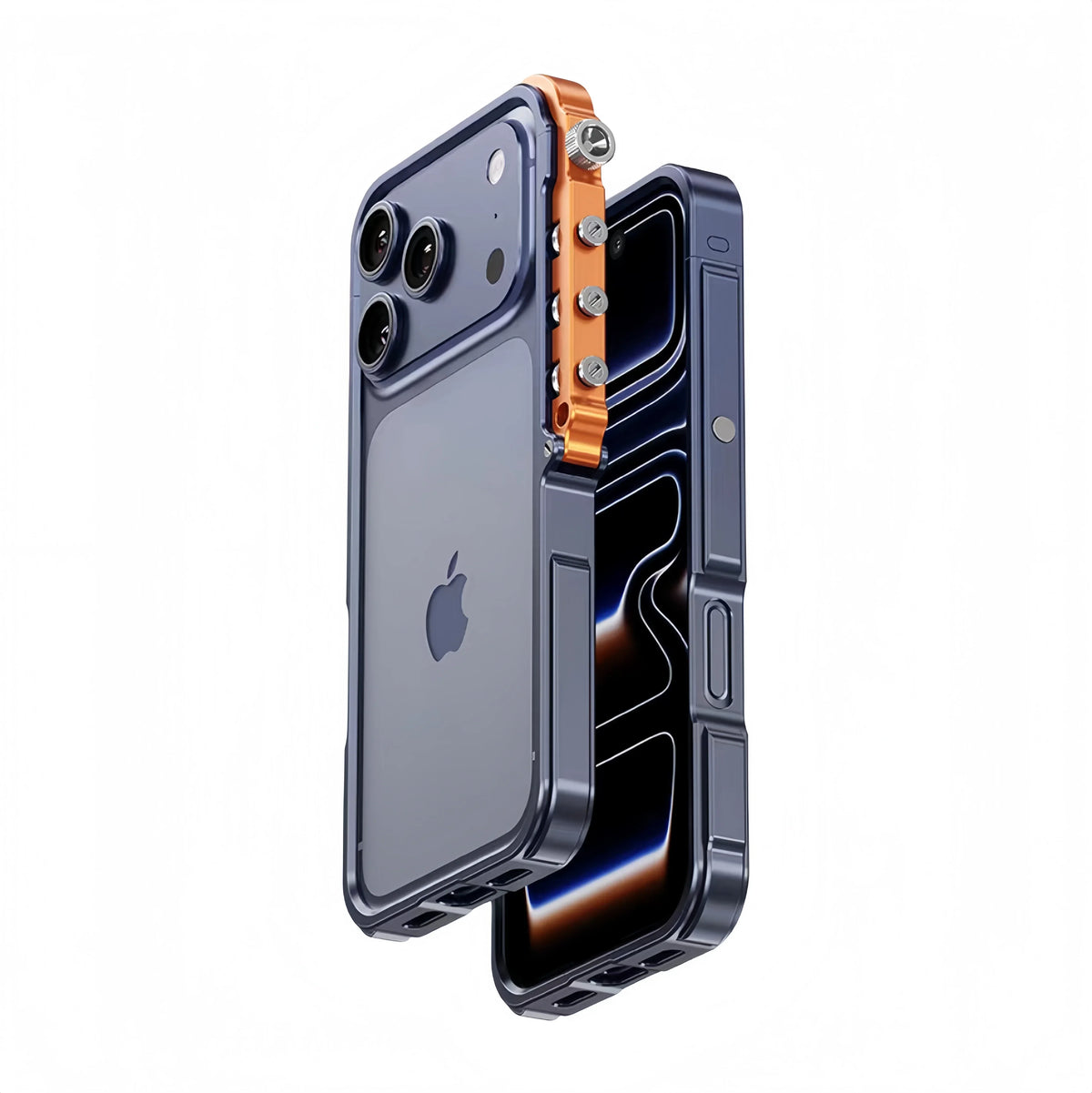 Metalen iPhone Hoesje met Mechanische Structuur Aluminium Frame Shockbestemming Bescherming voor 13 14 15 16 17