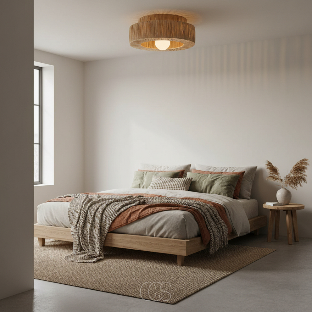 Plafondlamp Rotan Natuurlijk 45cm Hangende Lamp Scandinavisch Warm Licht Woonkamer Slaapkamer Hal Eetkamer