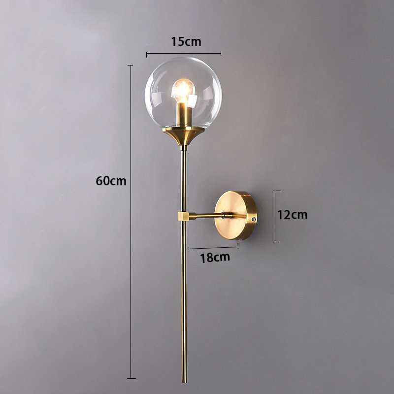 Moderne Wandlamp met Glazen Kap - Chroom of Gouden Afwerking - Scandinavische Stijl