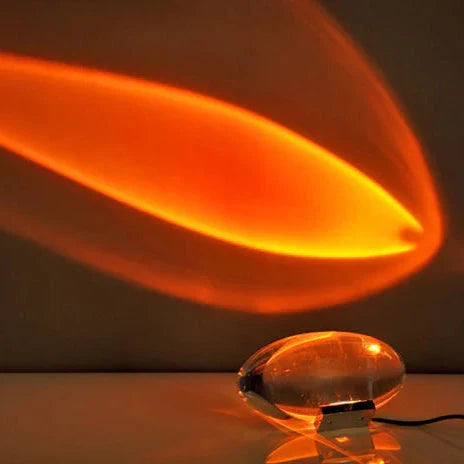 Ovale Kristallen Tafellamp met Chroom Sokkel - LED Sfeerverlichting in Warm Wit, Blauw-Paars of Zonsondergangstinten - Stemmingslicht voor Slaapkamer en Woonruimte