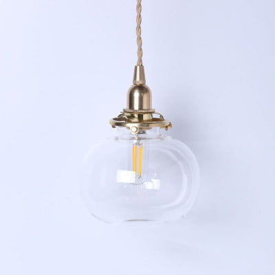 Vintage Hanglamp Goud met Glazen Kap E26 - Retro Koperen Verlichting voor Woonkamer en Eettafel