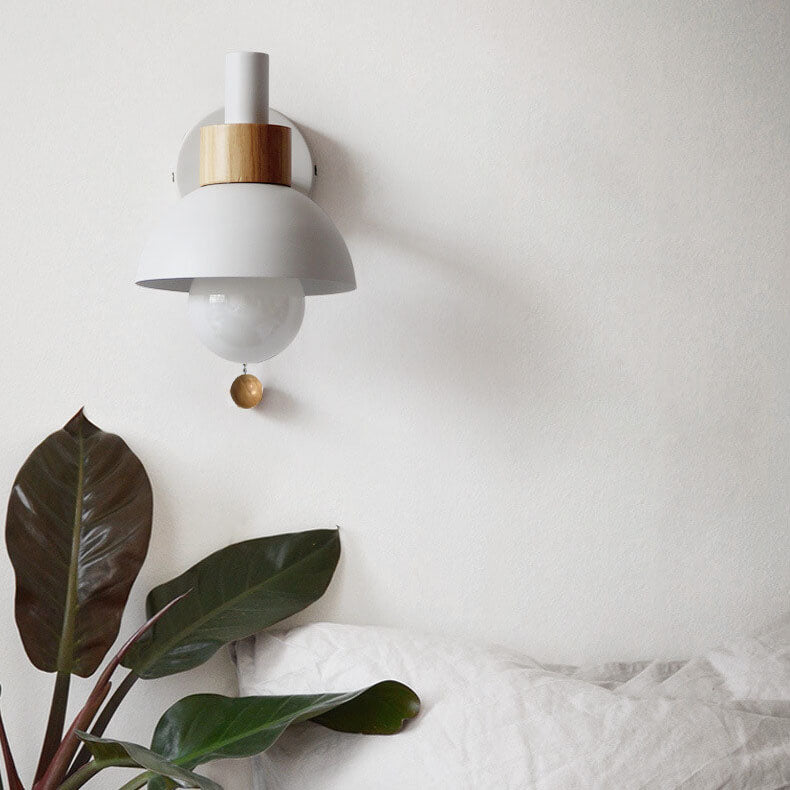 Wandlamp met Trekkoord en Bolvormige Kap voor Slaapkamer Leeshoek Woonkamer Sfeerlicht Scandinavisch