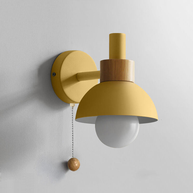 Wandlamp met Trekkoord en Bolvormige Kap voor Slaapkamer Leeshoek Woonkamer Sfeerlicht Scandinavisch