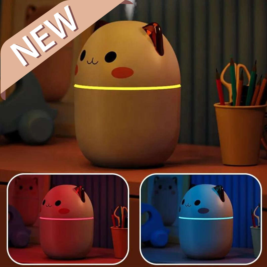 Katten Luchtbevochtiger met LED Nachtlampje - 250ml Bevochtiging voor Slaapkamer Bureau Kinderkamer