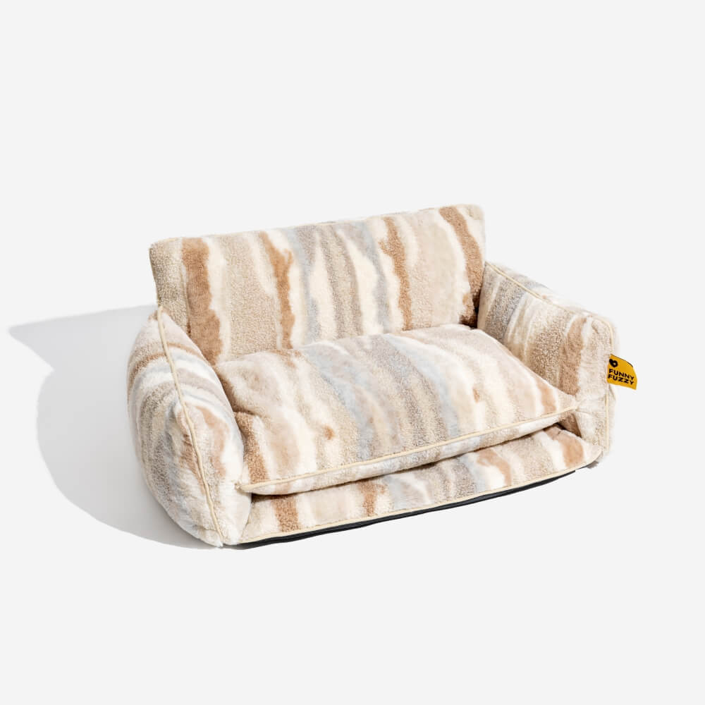 Gestreepte Pluche Hondenbed Tweelaags Kunstlam Warm Afneembaar Beige Roze Zwart M L XL 2XL Huisdier Comfort