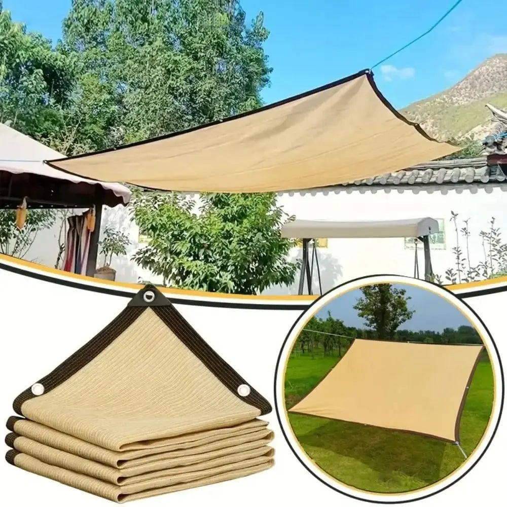 Schaduwnet Balkon Luchtdoorlatend HDPE 90% UV 2x3 tot 4x5 m Metalen Bevestigingsogen Beige