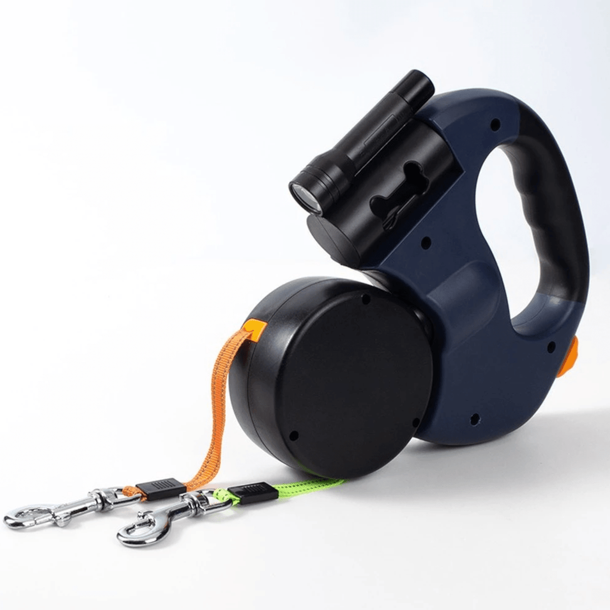 Intrekbare Dubbele Hondenriem met Zaklamp 4 Meter Ontwarringsmechanisme voor Twee Honden Hondenuitlaatriem