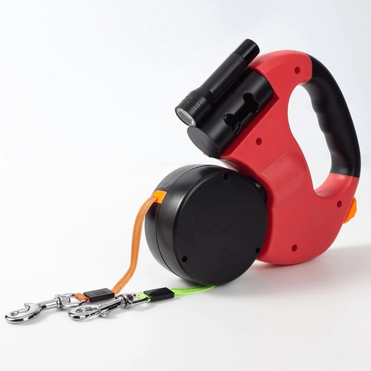 Intrekbare Dubbele Hondenriem met Zaklamp 4 Meter Ontwarringsmechanisme voor Twee Honden Hondenuitlaatriem