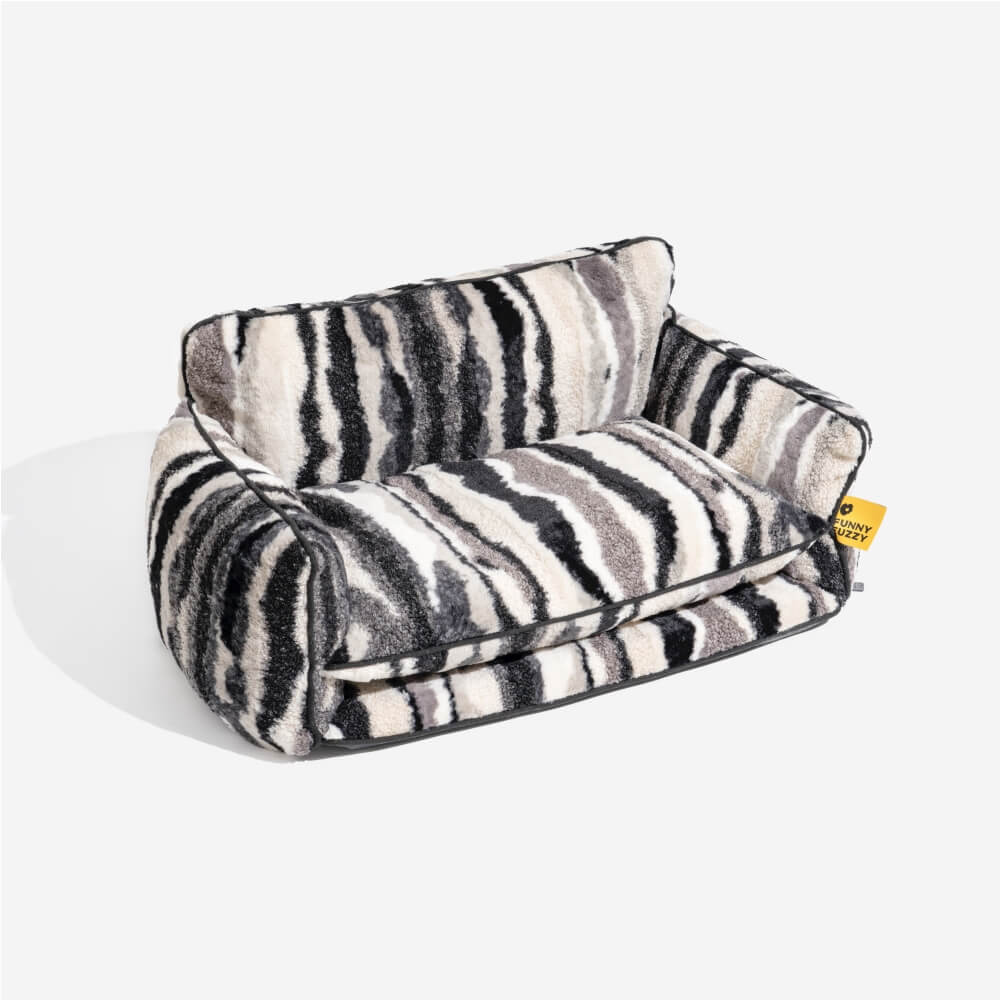 Gestreepte Pluche Hondenbed Tweelaags Kunstlam Warm Afneembaar Beige Roze Zwart M L XL 2XL Huisdier Comfort