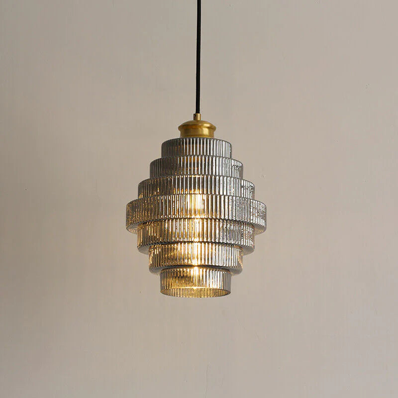 Messingkleurige Hanglamp met Flessendesign - Glazen Kap in Retro Stijl - Ø22cm - E27-Fitting