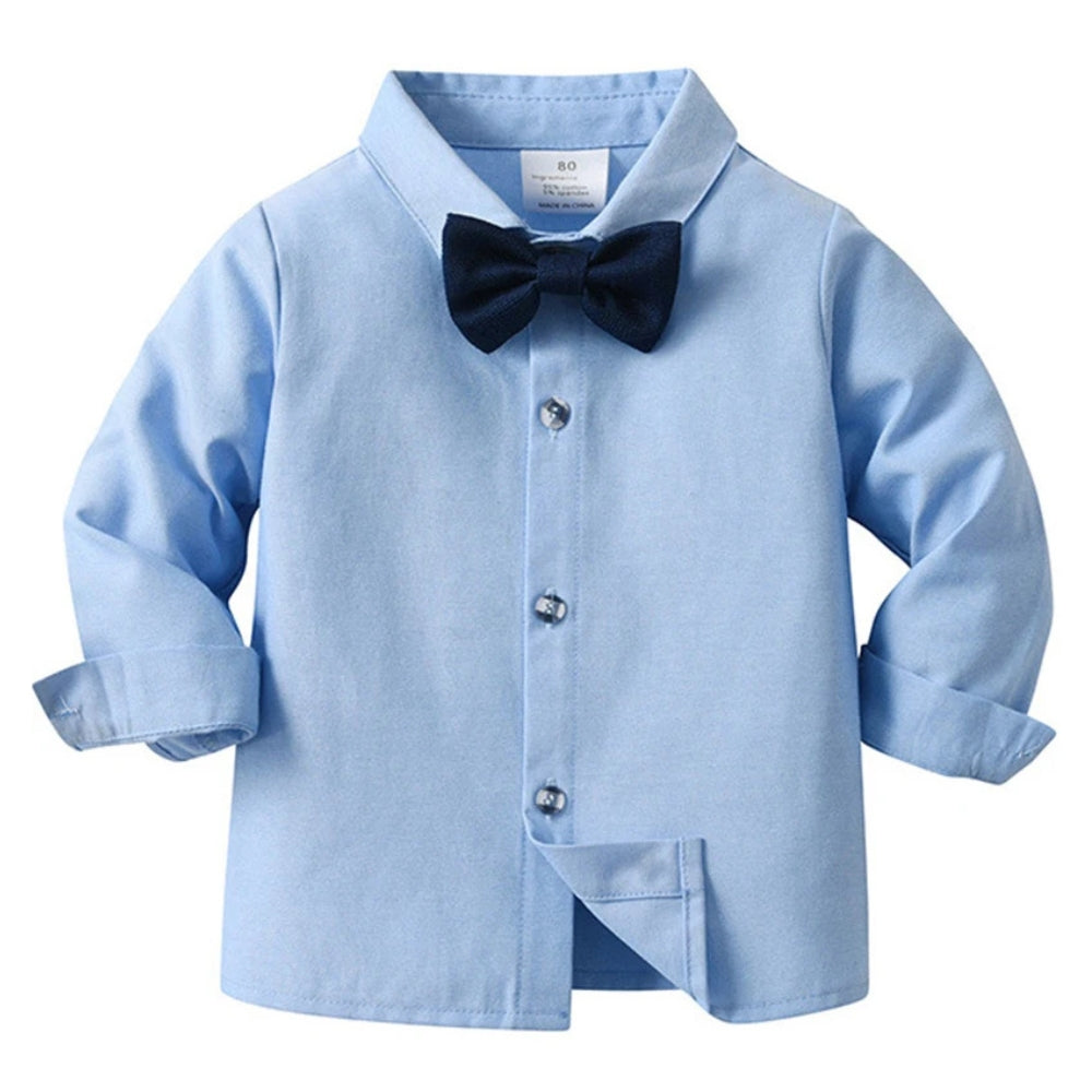 3-Delig Jongenspak met Blauw Overhemd, Gilet en Broek voor Feestelijke Gelegenheden, Ceremonies en Bruiloften