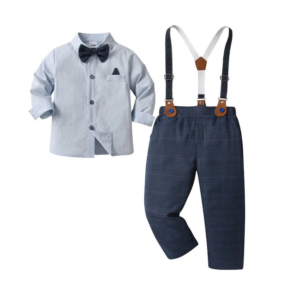 3-Delig Jongenspak met Blauw Overhemd, Gilet en Broek voor Feestelijke Gelegenheden, Ceremonies en Bruiloften