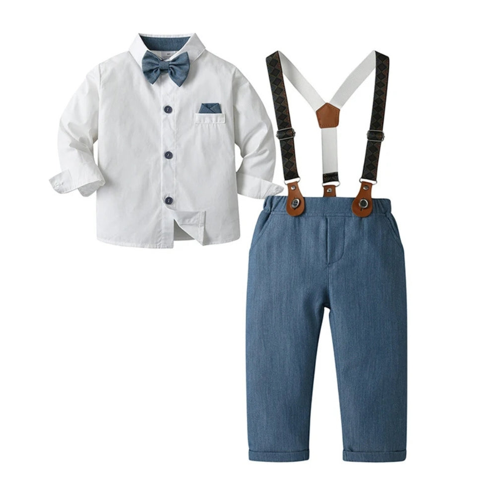 3-Delig Jongenspak met Blauw Overhemd, Gilet en Broek voor Feestelijke Gelegenheden, Ceremonies en Bruiloften