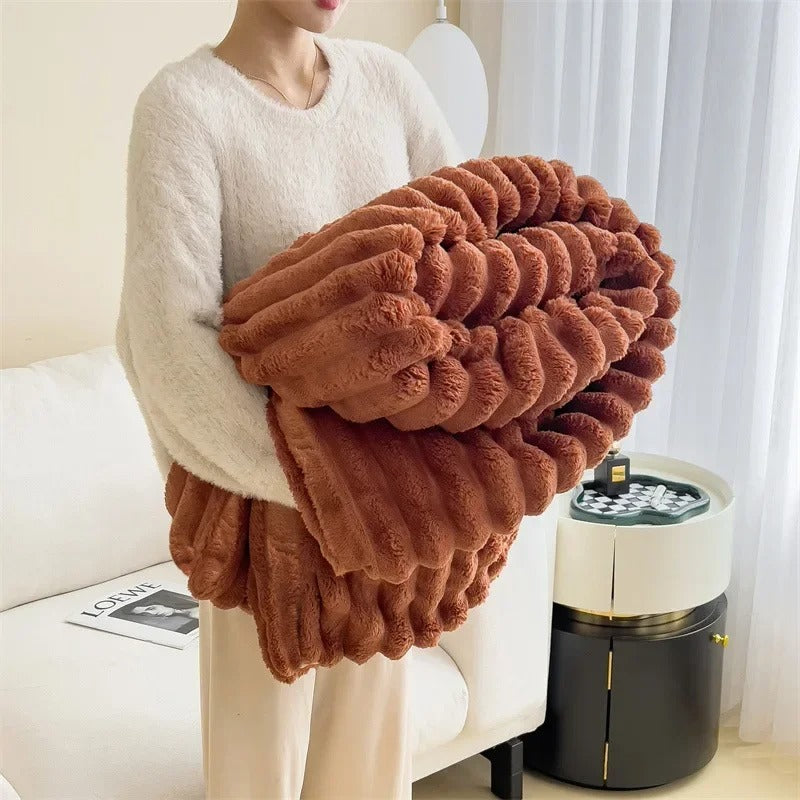 Fleece Deken Gestreept Flannel 100% Polyester Zacht Woonkamer Slaapkamer Bank Bed