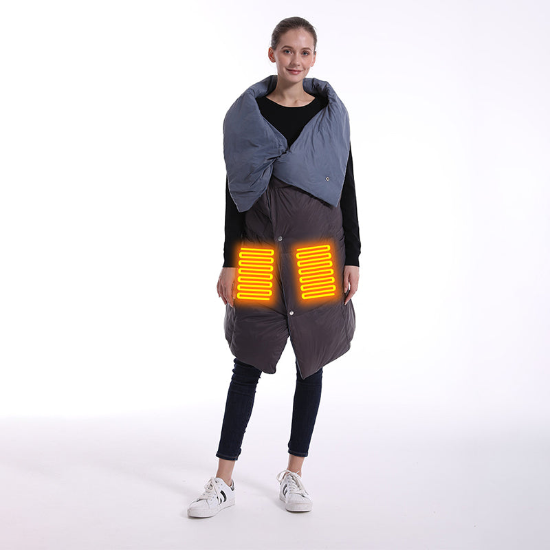 Draagbare Verwarmde Deken met Capuchon Gevoerd Fleece Oversized Omslagdeken Lounge Relaxplaid voor Huis