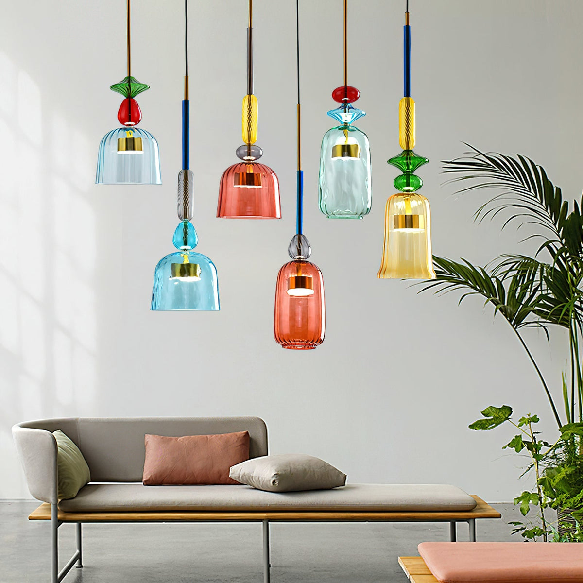 Glazen Hanglamp met Gekleurde Kap - Scandinavisch Verlichtingsdesign met Geïntegreerde LED - Macaron Jar Pendant Light