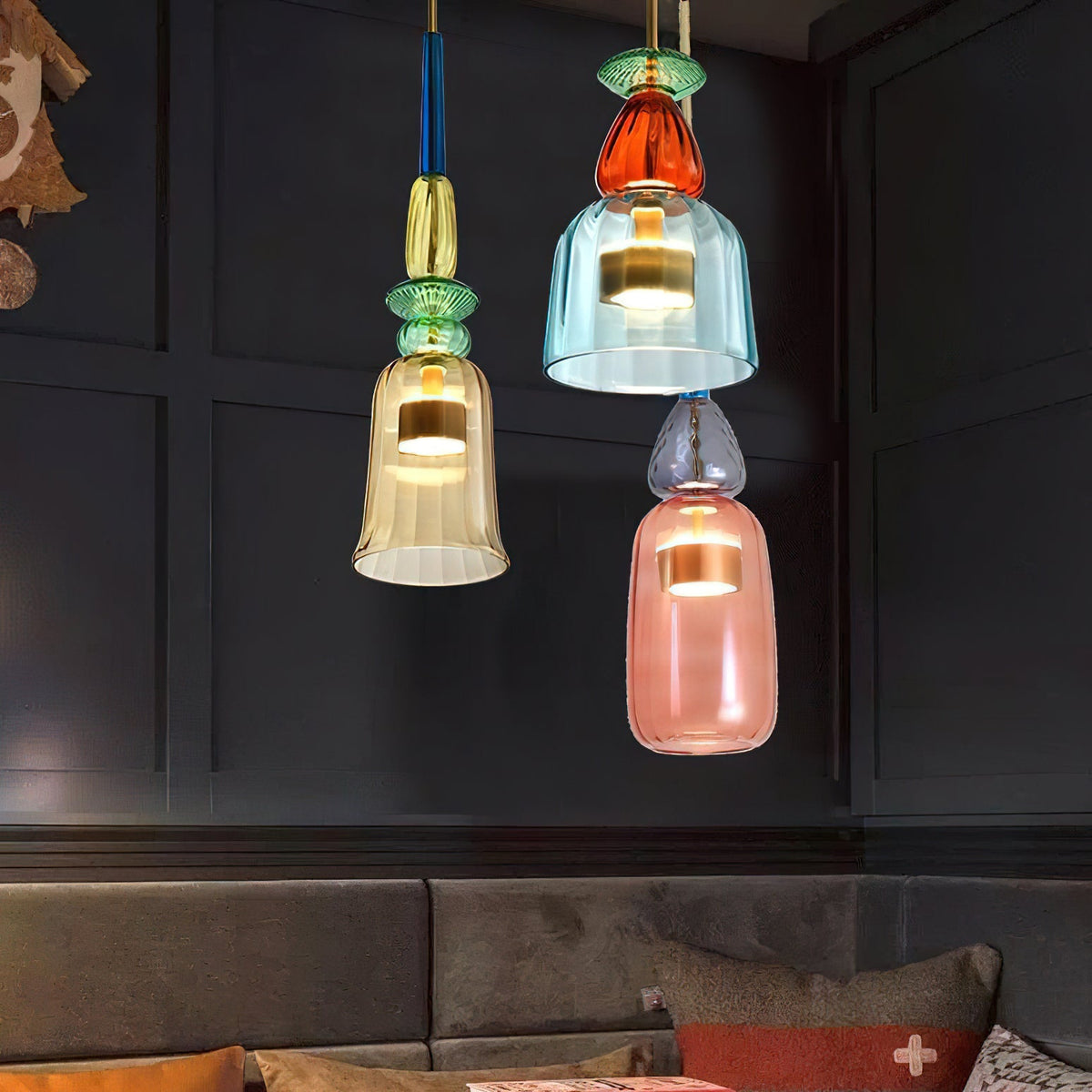 Glazen Hanglamp met Gekleurde Kap - Scandinavisch Verlichtingsdesign met Geïntegreerde LED - Macaron Jar Pendant Light