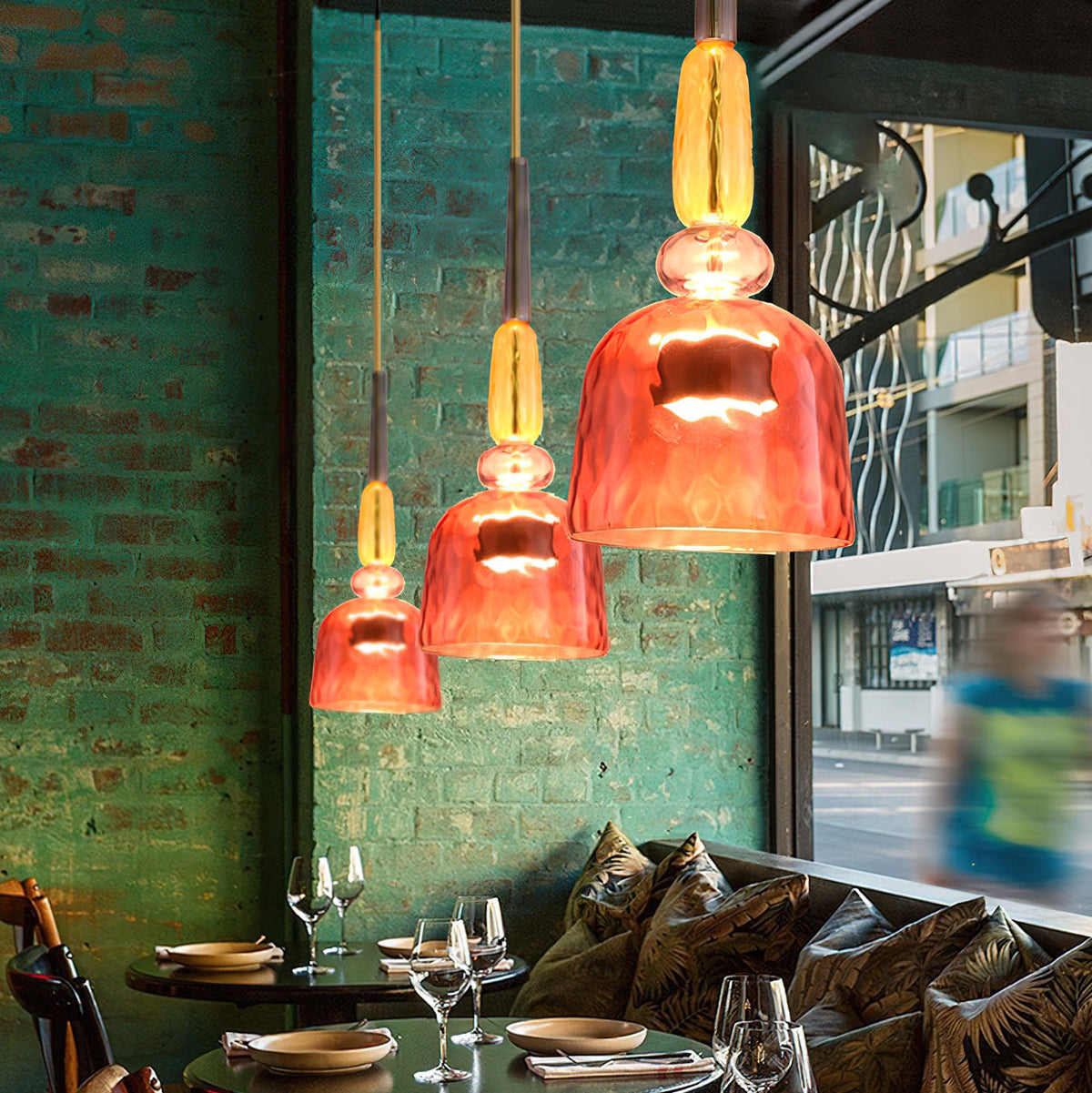 Glazen Hanglamp met Gekleurde Kap - Scandinavisch Verlichtingsdesign met Geïntegreerde LED - Macaron Jar Pendant Light