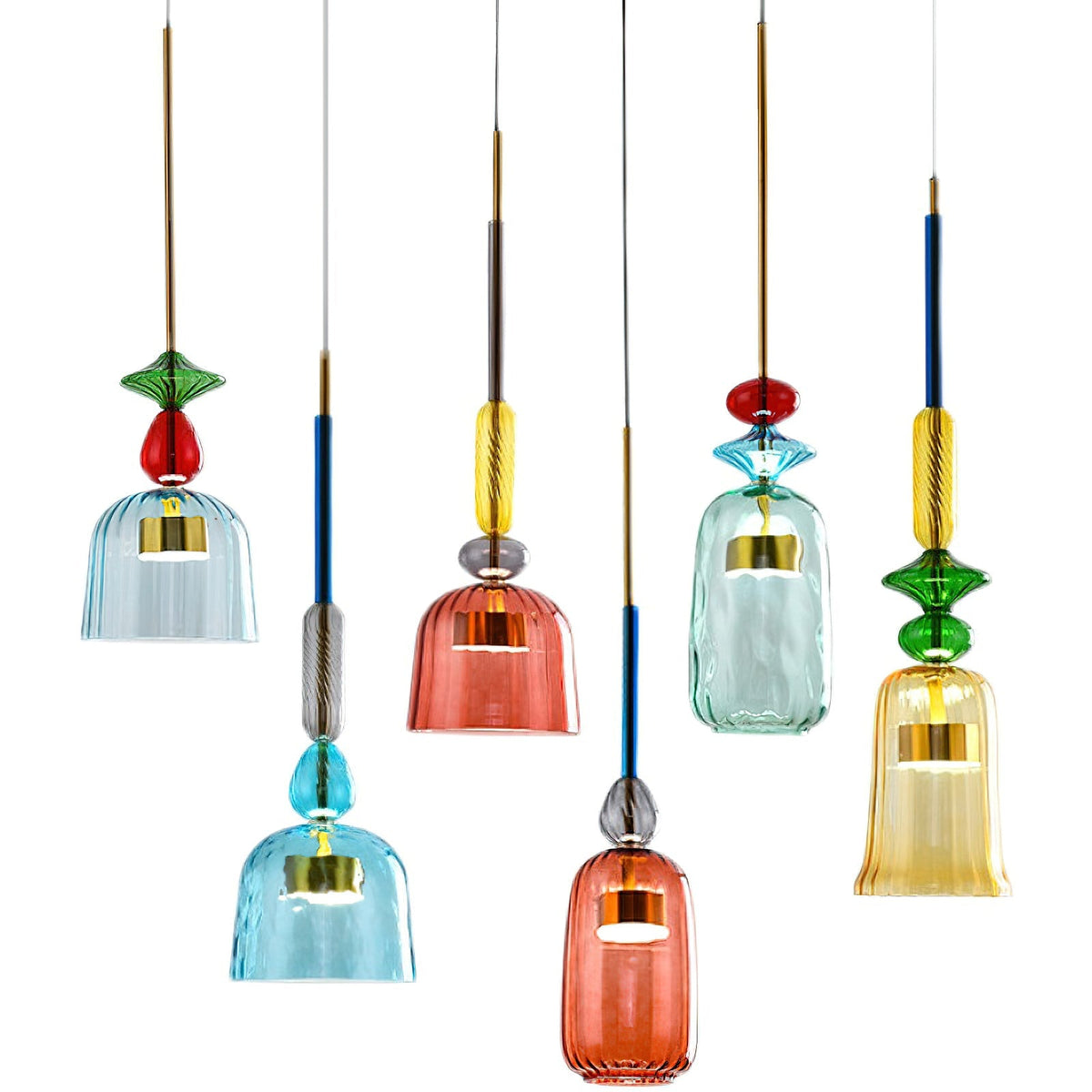 Glazen Hanglamp met Gekleurde Kap - Scandinavisch Verlichtingsdesign met Geïntegreerde LED - Macaron Jar Pendant Light