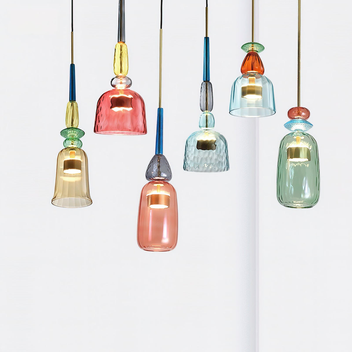 Glazen Hanglamp met Gekleurde Kap - Scandinavisch Verlichtingsdesign met Geïntegreerde LED - Macaron Jar Pendant Light