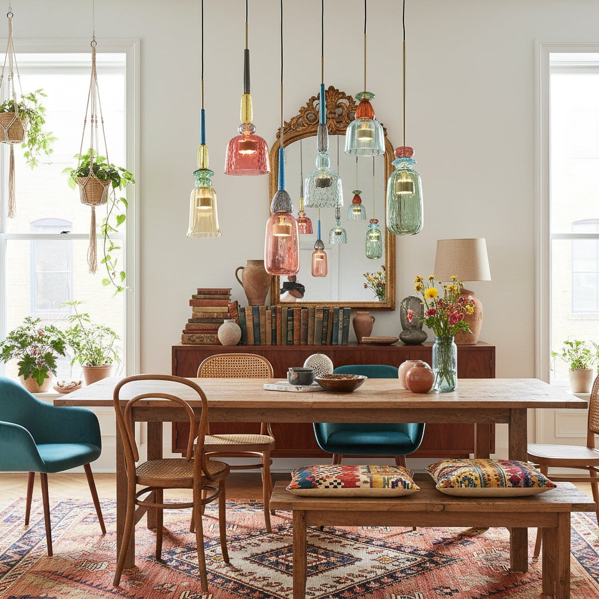Glazen Hanglamp met Gekleurde Kap - Scandinavisch Verlichtingsdesign met Geïntegreerde LED - Macaron Jar Pendant Light