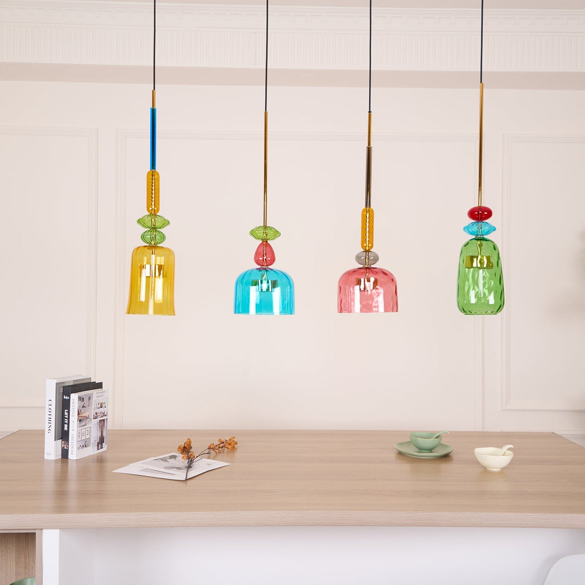 Glazen Hanglamp met Gekleurde Kap - Scandinavisch Verlichtingsdesign met Geïntegreerde LED - Macaron Jar Pendant Light