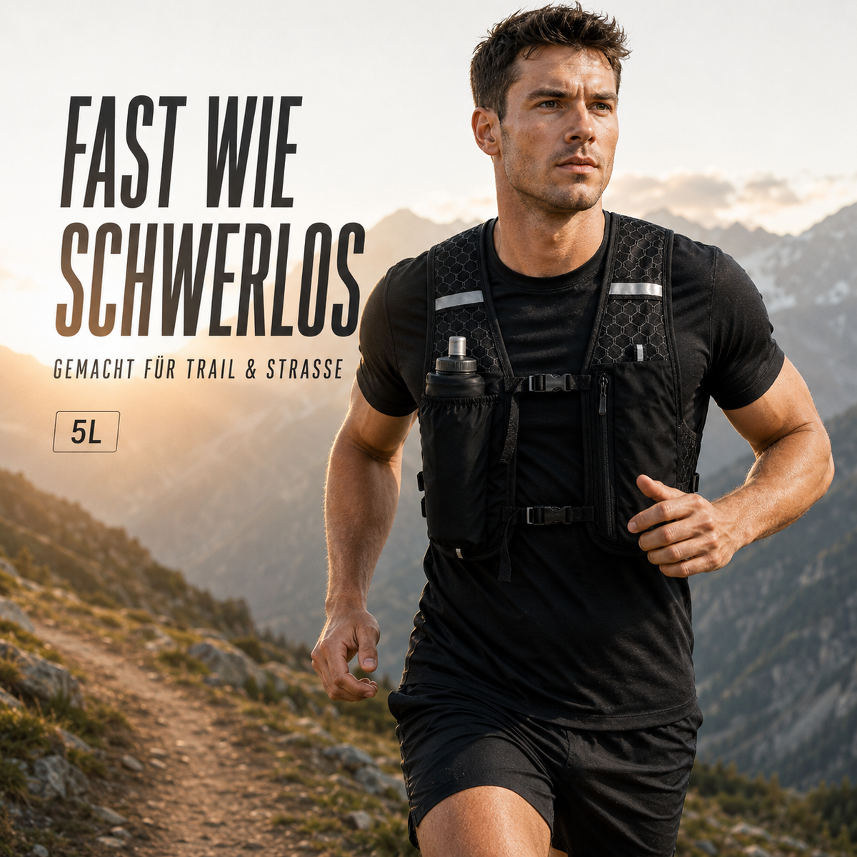 Hardloopvest met Hydratatie 5L Ultralight Trail Running Marathon Hardlopen Sportief Zwart Grijs Groen