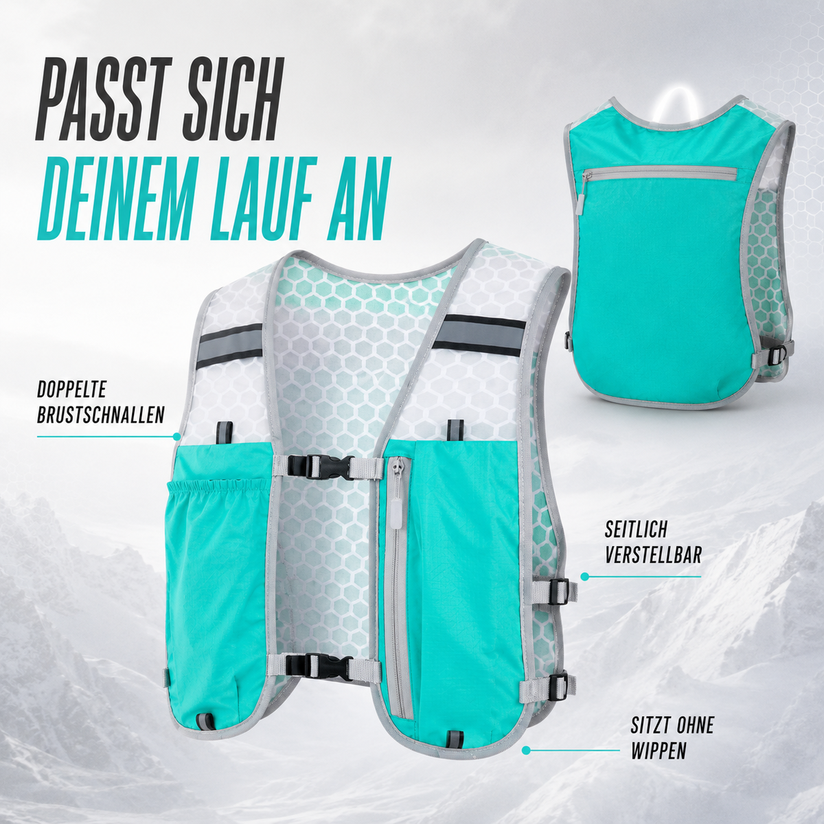Hardloopvest met Hydratatie 5L Ultralight Trail Running Marathon Hardlopen Sportief Zwart Grijs Groen