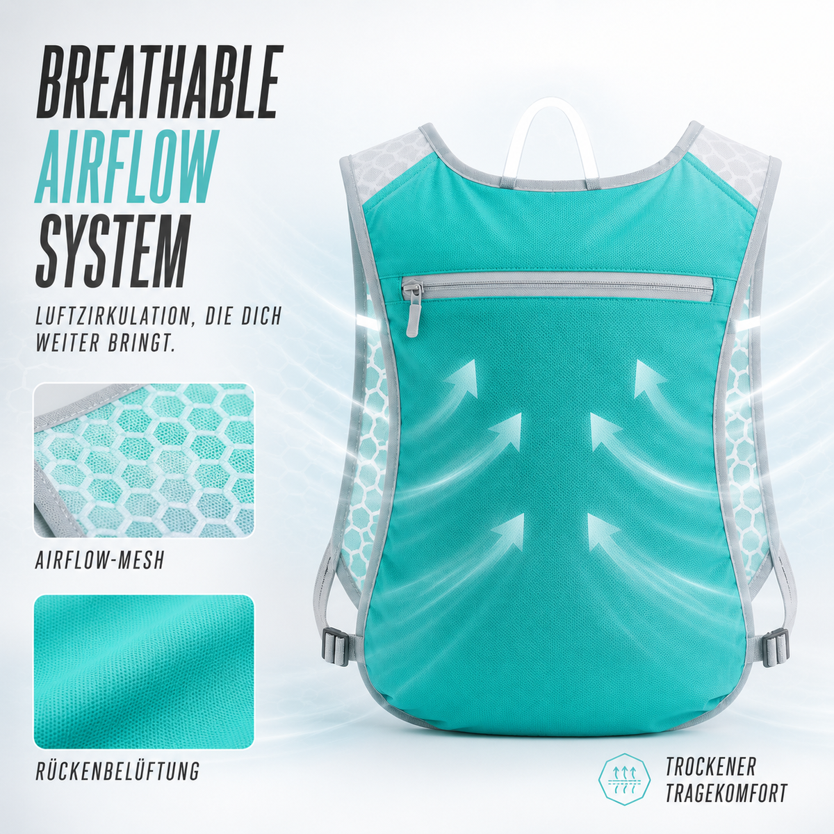 Hardloopvest met Hydratatie 5L Ultralight Trail Running Marathon Hardlopen Sportief Zwart Grijs Groen