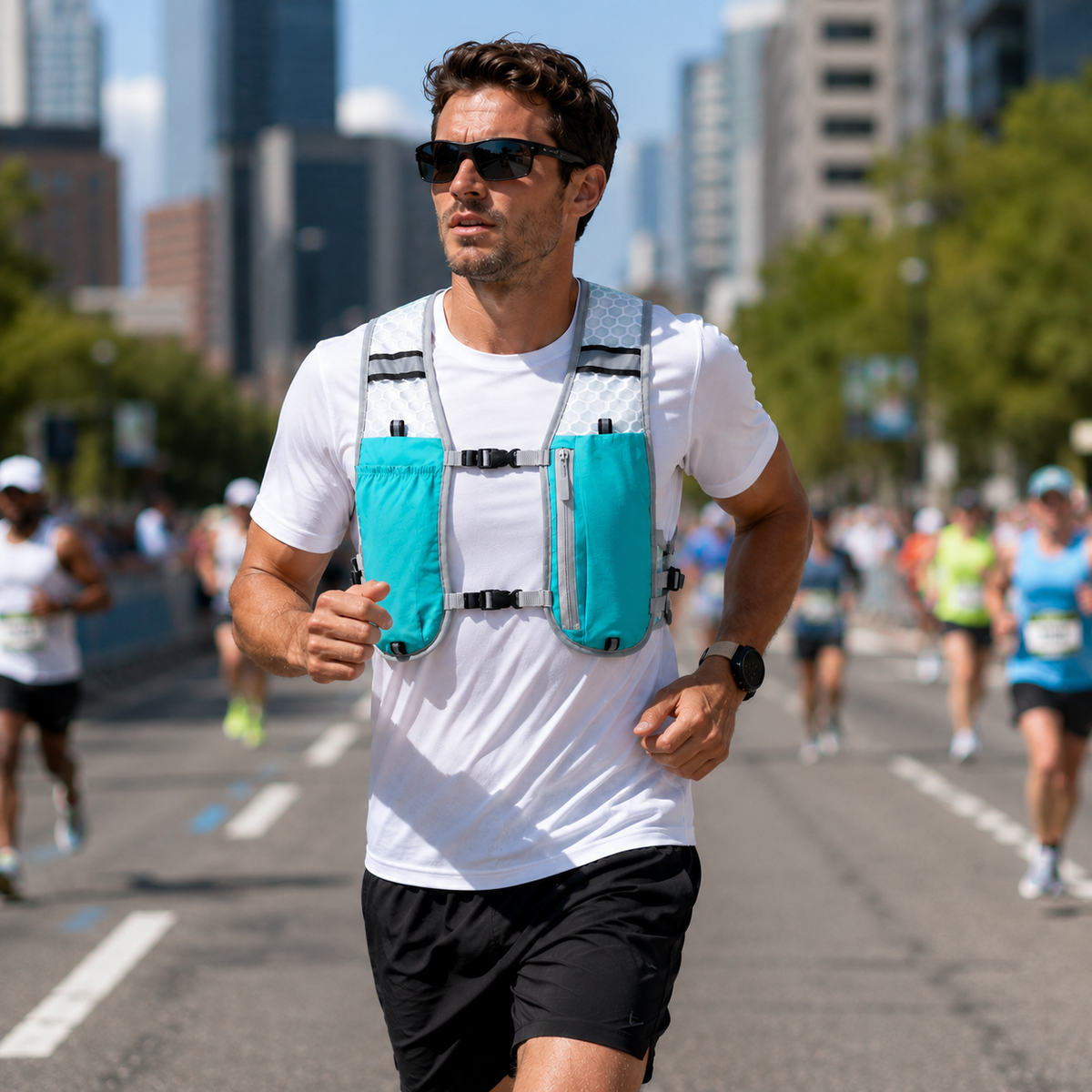 Hardloopvest met Hydratatie 5L Ultralight Trail Running Marathon Hardlopen Sportief Zwart Grijs Groen