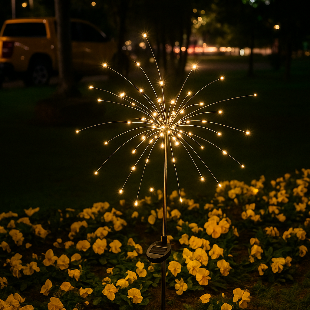 Solartuinverlichting LED Vuurwerk Effect Buigbare Armen Weerbestendig Decoratief Tuinlicht Buitenlamp