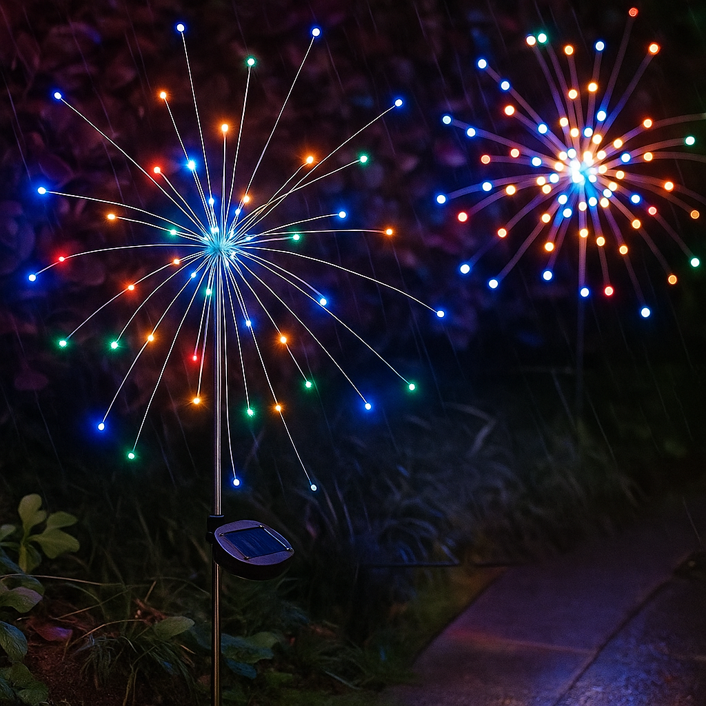 Solartuinverlichting LED Vuurwerk Effect Buigbare Armen Weerbestendig Decoratief Tuinlicht Buitenlamp