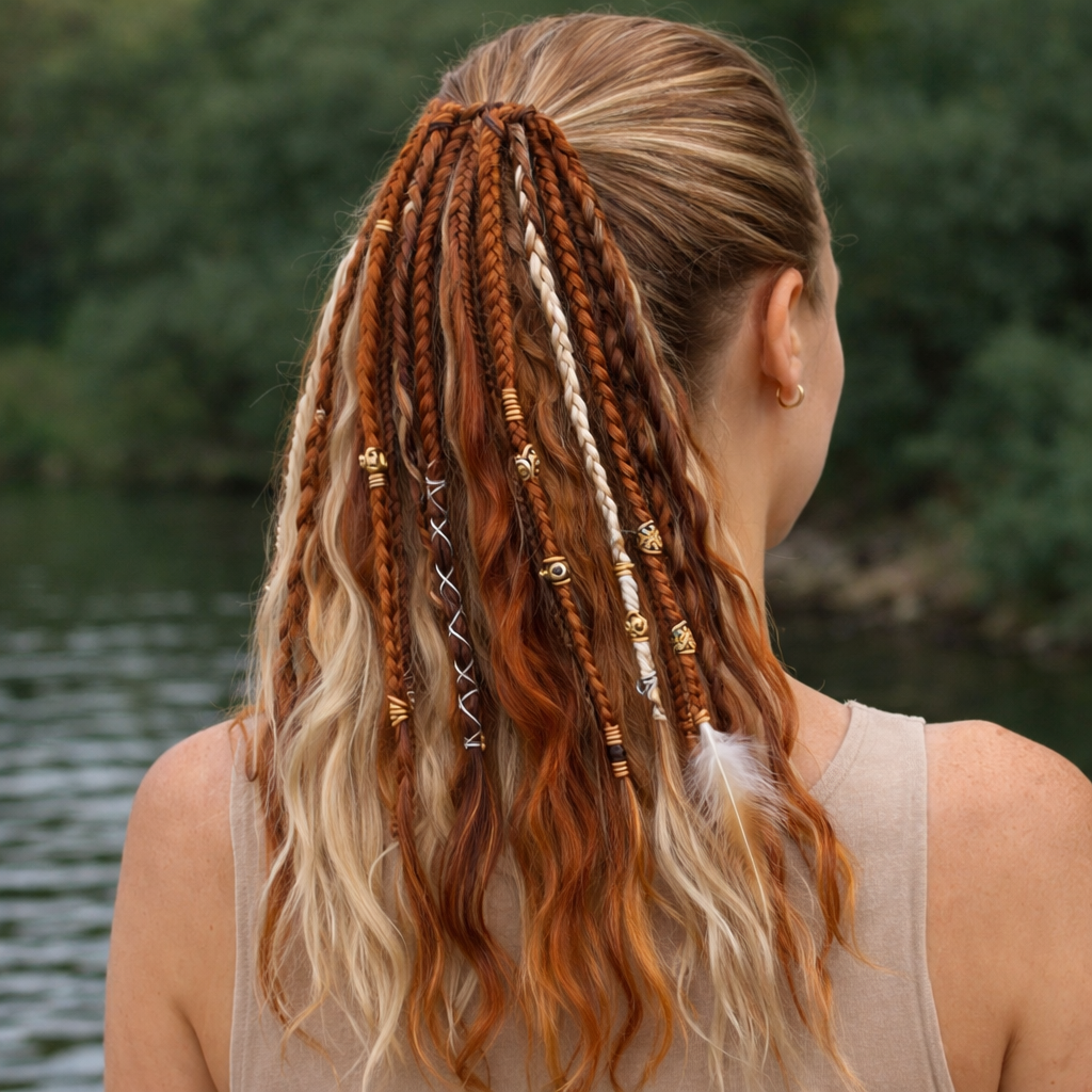 Bohemian Haarextensie Paardenstaart 50cm Synthetisch Haar 8 Dreadlock Strengen Gekleurd Vlecht Accessoire